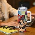 thumbnail image 6 of Lsque Mario Pattern 40 OZ Ice Bully Cup with Handle and Straw, Double Wall Stainless Steel Tumbler Travel Coffee Cup with Lid for Christmas Present, 6 of 8