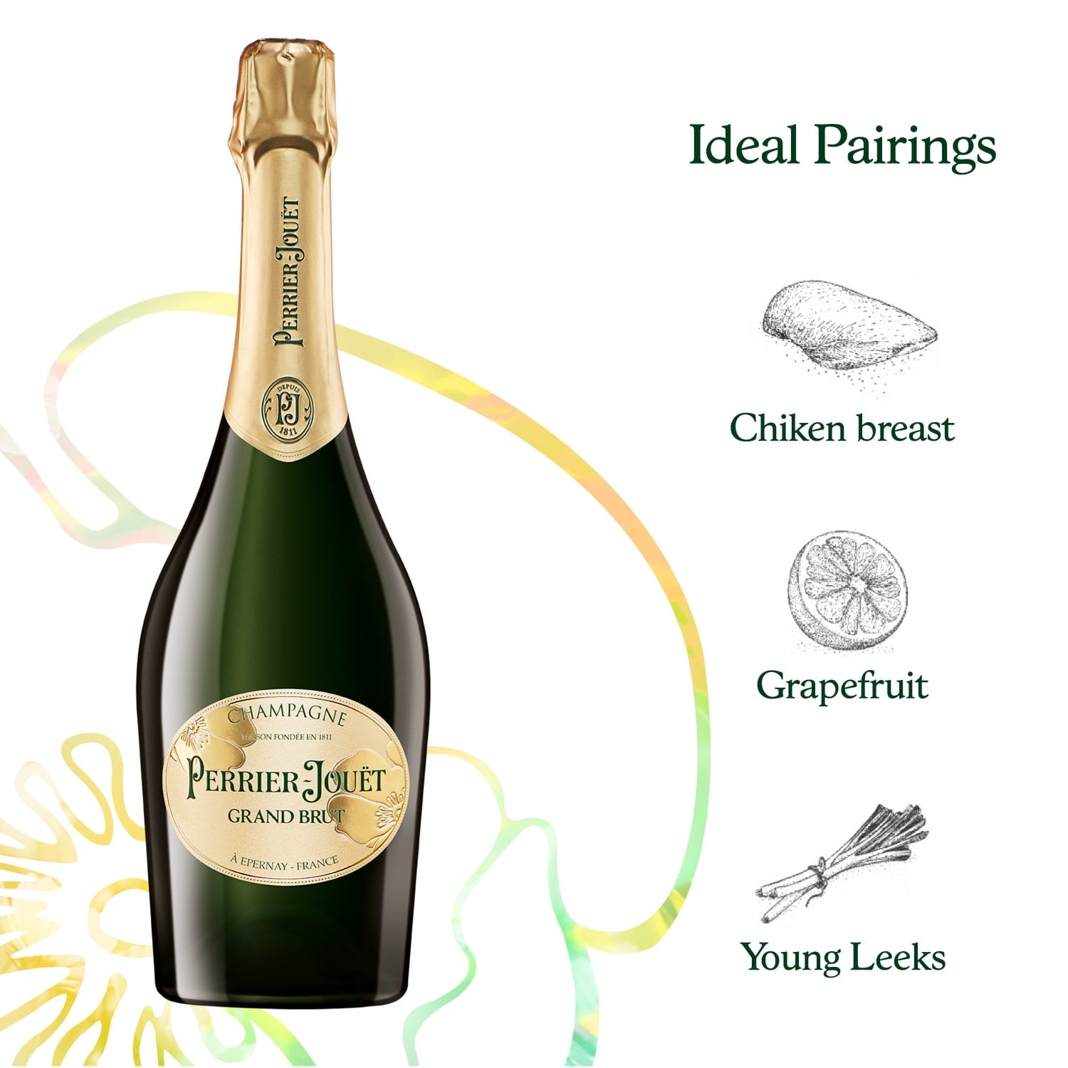 Perrier-Jouet Grand Brut Champagne, 750 ml Bottle, 12% ABV