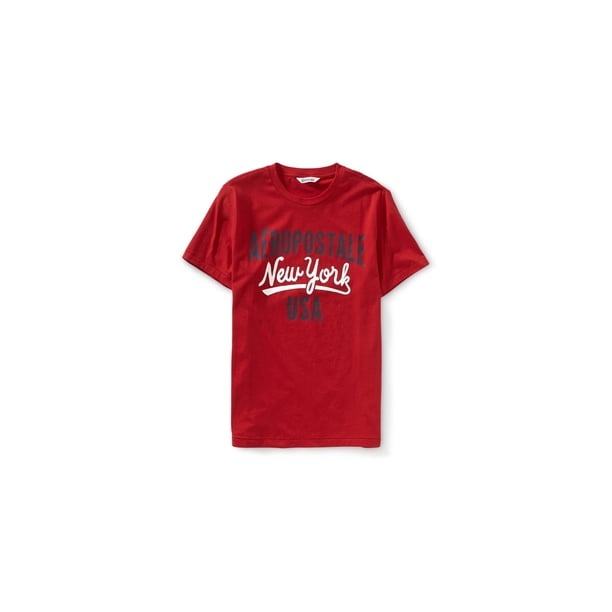 Camiseta gráfica Aeropostale New York Script para hombre rojo mediano
