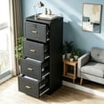 thumbnail image 4 of Fnova 4-Drawer File Cabinet, Tall Filing Cabinet with Lock and Key, Heavy Duty Wooden Vertical Office Storage Organizer for Legal Size/Letter/A4/Files, Home Office, Black, 4 of 16