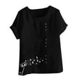 thumbnail image 4 of Sexlip Womens Swimsuit Set Minimal Floral Embroidery Cover Up Design Crew Neck Short Sleeve Asymmetric Hem Casual Silhouette Sun Protection Fabric for Beach Wear Black XXXXXL, 4 of 4