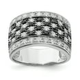 thumbnail image 1 of 925 Sterling Silver Rhodium Black and White Cubic Zirconia Checkerboard Ring, 1 of 2