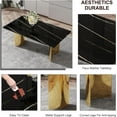 thumbnail image 4 of Sumdeal Luxury Faux Marble Dining Table for 6, 71" Rectangular Kitchen Table with Polished Golden Pedestal Base for 4-8 People in Kitchen Dining Room, 4 of 9