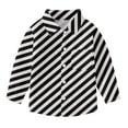 thumbnail image 6 of Oxford Dress Shirts for Boys Striped Long Sleeve Collared Button Up Shirt with Chest Pocket School Uniform (2-3 Years, Black 02), 6 of 7