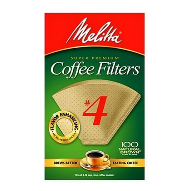 Melitta Cone Coffee Filters Natural Brown 4 (100 Count (Pack Of 3