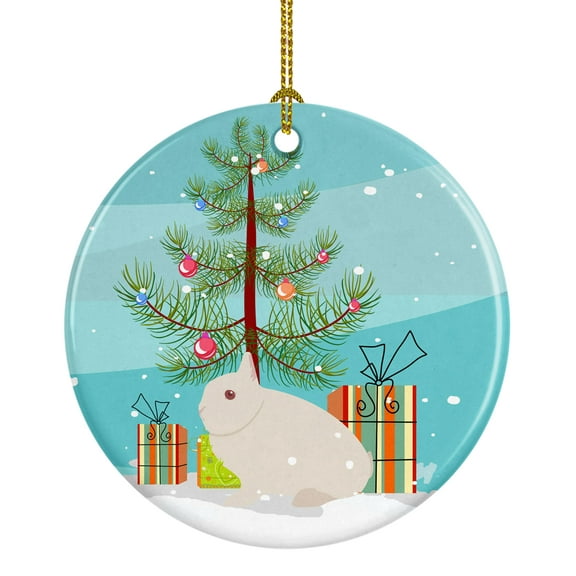 Hermelin Rabbit Christmas Ceramic Ornament