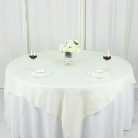 

Efavormart 72 X72 Ivory Accordion Crinkle Taffeta Table Overlay Square Tablecloth Topper