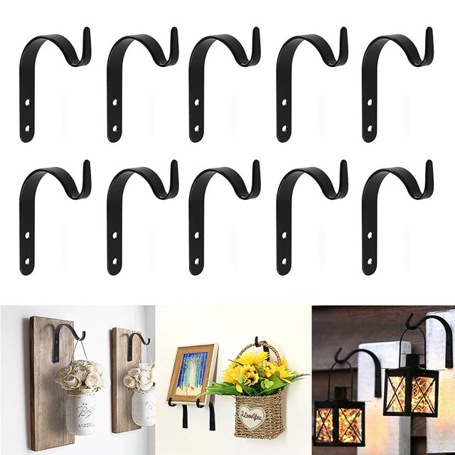 Ganchos De Pared De Hierro Metal Heavy Duty Small Plant Hanger Bracket Coat Hook Para Colgar Lantern Planter Bird Feeders Coat Indoor Outdoor Rustic Home Decor Cateissary HA025755-02