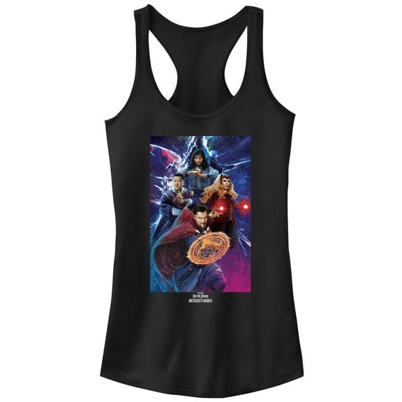 Junior's Marvel Doctor Strange in the Multiverse of Madness Group Poster Racerback Tank Top Black Large