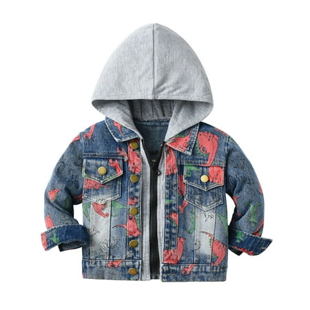 

Jackets for Kids Toddler Boys Girls Long Sleeve Winter Warm Outwear Vest Jacket Jean Coat Dinosaur Printing 2t Winter Coat Boy with Snow Pants