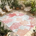 thumbnail image 2 of Outdoor Rug 4x6 ft Coral Red Pastel Aqua Coastal Waterproof Outdoor Patio Rug Mat Non Slip Outside Area Rugs Carpet for RV,Camping,Porch,Deck,Pool,Balconybackyard,Ocean Animals Pattern, 2 of 9