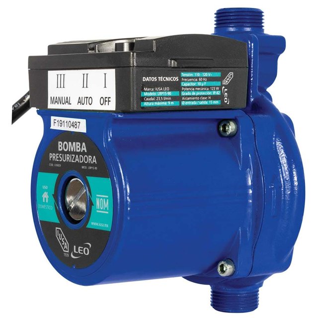 Bomba Hidráulica Presurizadora en Línea Iusa Primo 1/6 HP RS15-9
