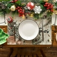 thumbnail image 2 of mubwai Wood Holly Pine Cone Merry Christmas Placemats Set of 4, 12x18 Inch Seasonal Winter Holiday Table Mats for Party Kitchen Dining Decoration, 2 of 6