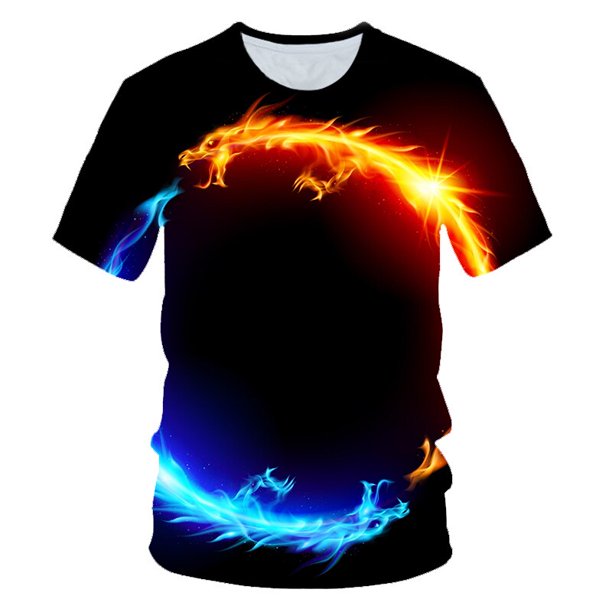 2021 Flame Boy's kids T-shirt moda de verano de manga corta para niñas 3D cuello redondo tops Color elemento camisa de moda para niños T-shirt14T Gao Jinjia LED