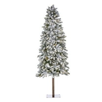 7.5 ft. Pre Lit Warm White LED Christmas Flocked Alpine Tree