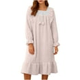 thumbnail image 5 of Aboser Women's Flannel Nightgown Fuzzy Fleece Victorian Night Gowns Winter Thermal Long Sleeve Sleepdress Loose Crewneck Plush Pullover Nightdress, 5 of 9