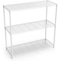 pouseayar 3 Tier NSF Metal Shelf Wire Shelving Unit, 1050lbs Capacity Heavy Duty Adjustable Storage Rack with Shelf Liners for Closet Kitchen Garage Basement, 48" H x 48" L x 18" D - White