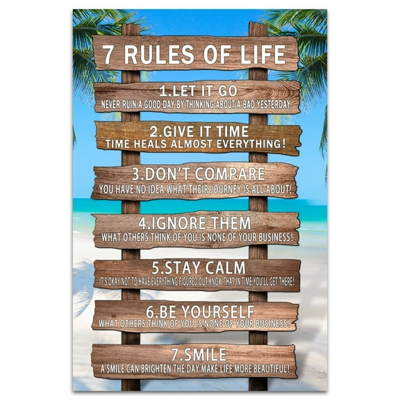 Inspirational Office Wall Art 7 Rules Of Life Canvas Print Posters Inspiring And Uplifting House Decor