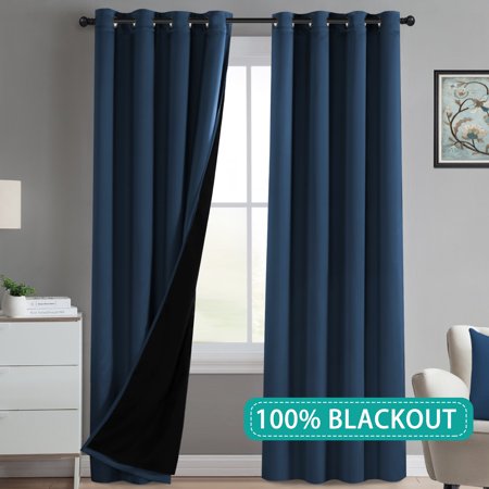 2 Panels Faux Silk Satin Lined Curtains Window Treatments 100