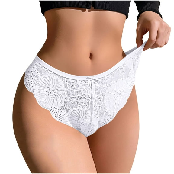 Wyobmus Womens High Cut Underwear Low-Rise Comfortable Lace Panties Ultra Soft Bikini Panties Nylon Spandex Hipster Brief B-White*