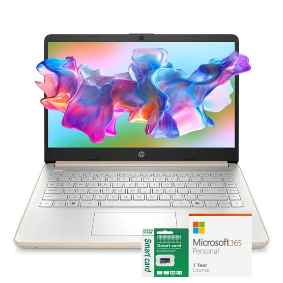HP Newest 14" Laptop, Slim Light Laptop Computer for Students and Business, Intel 12th N150,1 Year Office 365, Webcam, HDMI, WiFi,16GB RAM,256GB Storage(128GB eMMC 128GB SD) Windows 11 Home Rose Gold