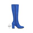 thumbnail image 5 of BLISSFUL STEP Women's Knee High Boots Side Zipper Faux Suede Block Chunky Heels Royal Blue 8.5, 5 of 6