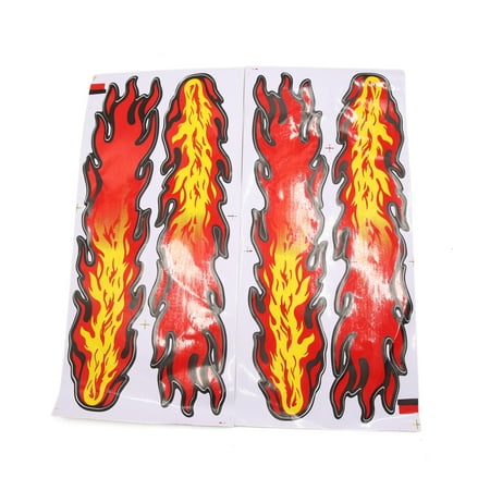2Pcs Red Black Flame Design Self Adhesive Stickers Decor for Car Body