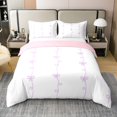 thumbnail image 1 of Ensemble de Literie avec Nœud Taille Simple, Lignes Violettes Housse de Couette 100 % Coton 2 Pcs, Déco Enfants Ados, Housse de Couette 3D Nœud Papillon Blanche Moderne Douce Réversible, 1 Taie d'Oreiller (Sans Couette), 1 of 6