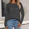 thumbnail image 2 of Holzkary Long Sleeve Tops for Women Fall Fashion Outfits 2025 Crewneck Knit Basic Tee Shirts Business Casual Tops New Round Neck Loose T Shirts Comfortable Commute Fashion Lady T Shirt Dark Grey M, 2 of 5