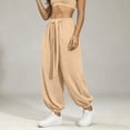 thumbnail image 3 of cocolona Womens Casual Loose High Waist Harem Pants Solid Color Elastic Waist Drawstring Travel Yoga Pants, 3 of 5
