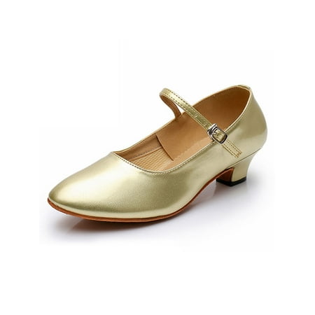 

UKAP Girls Comfort Dance Sneakers Sport Anti-Slip Cheerleading Shoe Training Round Toe Cheer Shoes 3.5cm Light Golden Hair Base 4.5