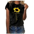 thumbnail image 2 of Wycnly Womens Shirts Plus Size Loose Fit Cute Tee Tops Summer Short Sleeve Crewneck Ladies Sunflower Print Tops and Blouses Black m, 2 of 7