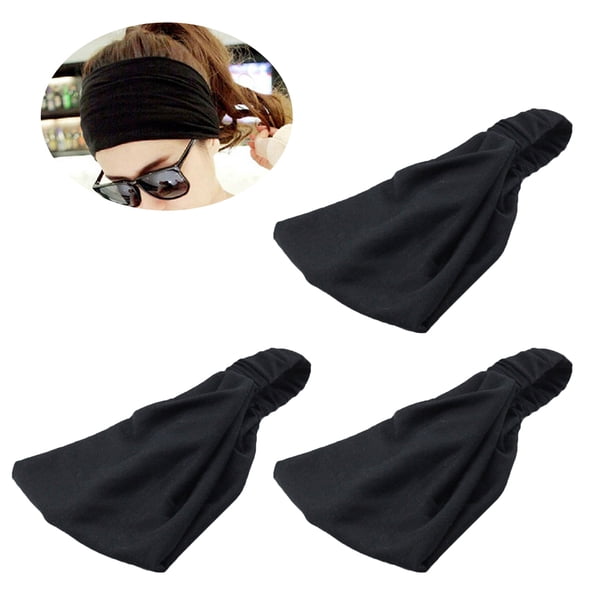 3 diademas elásticas de yoga, modernas y deportivas, para adolescentes y mujeres, para hacer ejercicio (negras).