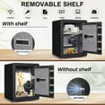 thumbnail image 2 of Omethey 2.0 Cub Safe Box with Fireproof Bag, Steel Security Safe with Backlit Touch Screen Keypad, Dual Alarm, Adjustable Shelf, Mute Function and LED Light for Money Home Office, 2 of 7