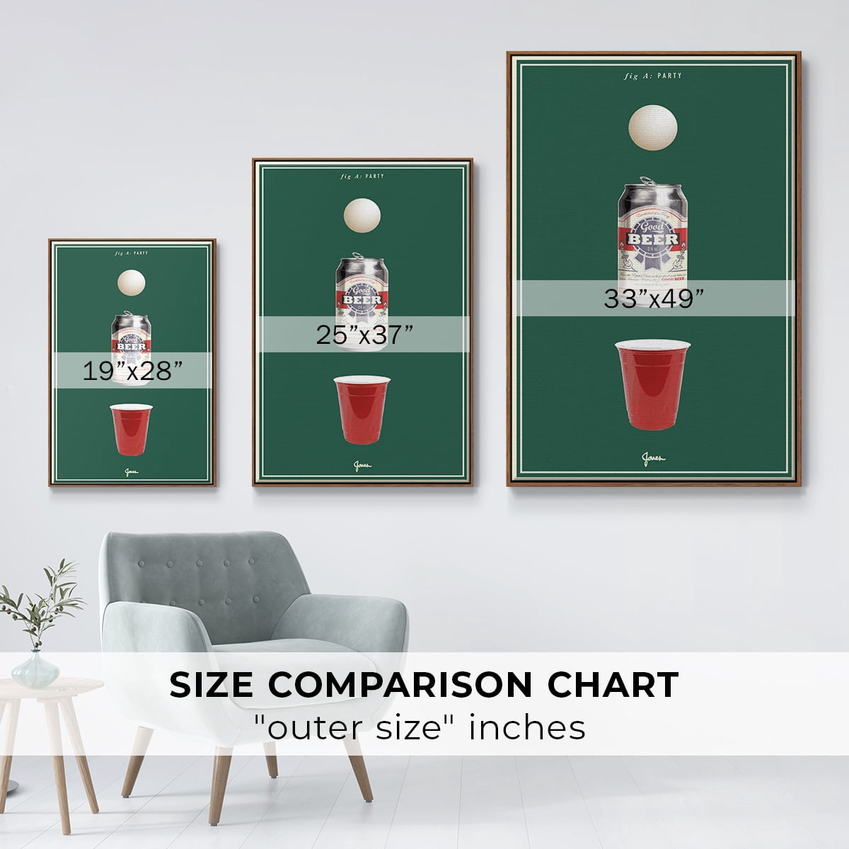 Fig. A: Party Framed Premium Gallery Wrapped Canvas - Ready to Hang