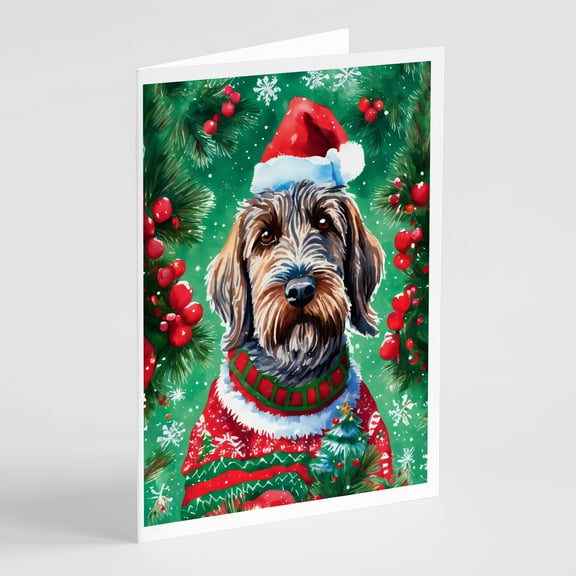 Wirehaired Pointing Griffon Christmas Greeting Cards Pack of 8 7 in x 5 in