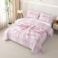 thumbnail image 3 of Erosebridal Kawaii Bow Twin Quilt Set for Boys Girls, Cute Buffalo Plaid Twin Coverlet Set, 2pcs, 3 of 7