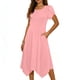 thumbnail image 1 of Mujeres Manga Corta Tops Estilo Casual Cuello Redondo Sólido Irregular Doblado Vestido, Vestido de Manga Corta para las Mujeres Falda Primavera Verano Diario, 1 of 6
