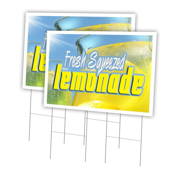 Lemonade 2 Pack Of 24" x 36" Yard Sign & Stake | Advertise Your Business | Stake Included Image On Front Only | Made in The USA