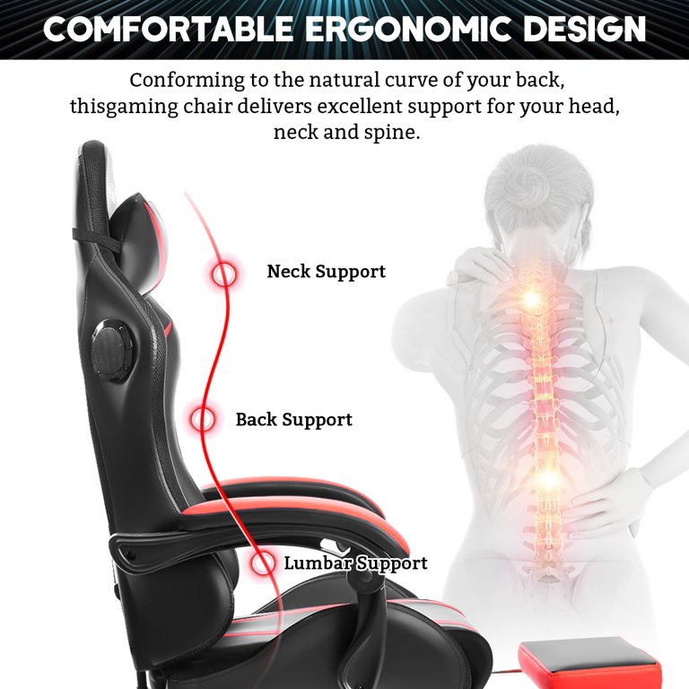 XTREME Engage Premium Gaming Chair with Bluetooth Speakers & RGB LED  Lights, Detachable Padded Headrest, Lumbar Support Cushion & Footrest, Black