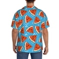 thumbnail image 3 of Rateoe Cartoon Watermelon Pattern Men's Short Sleeve Classic Shirt, Casual Short-Sleeved Shirt, Lightweight Summer Shirt, Cuban Collar Shirt,Button-Front Shirt-Small, 3 of 5