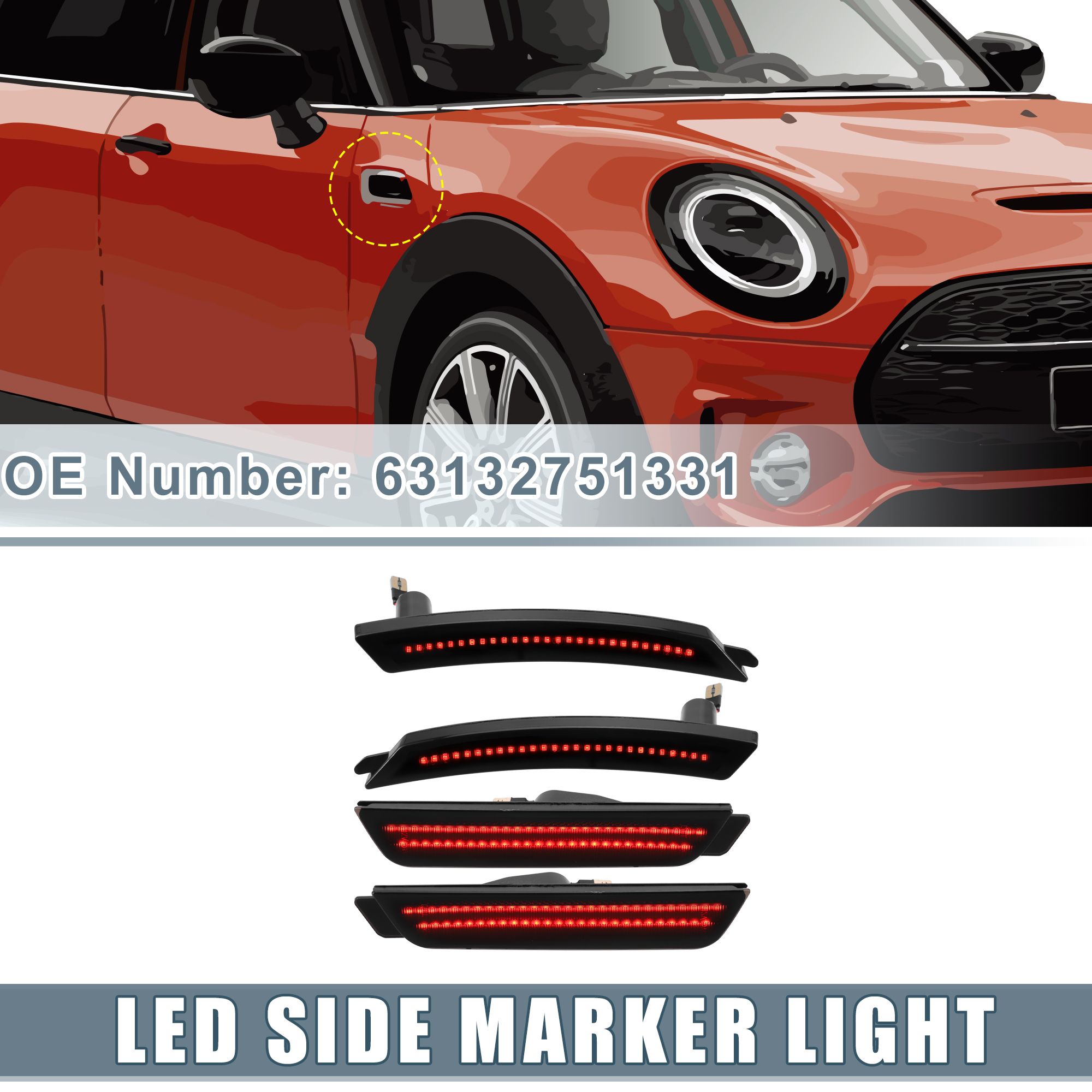 Unique Bargains Front Rear LED Side Marker Light 63132751331 for 