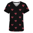 thumbnail image 4 of Lorytime T Shirts for Women Mother's Day Short Sleeve Scrub Tops V Neck Shirt with Pockets Heart Casual Work Clothes, 4 of 5