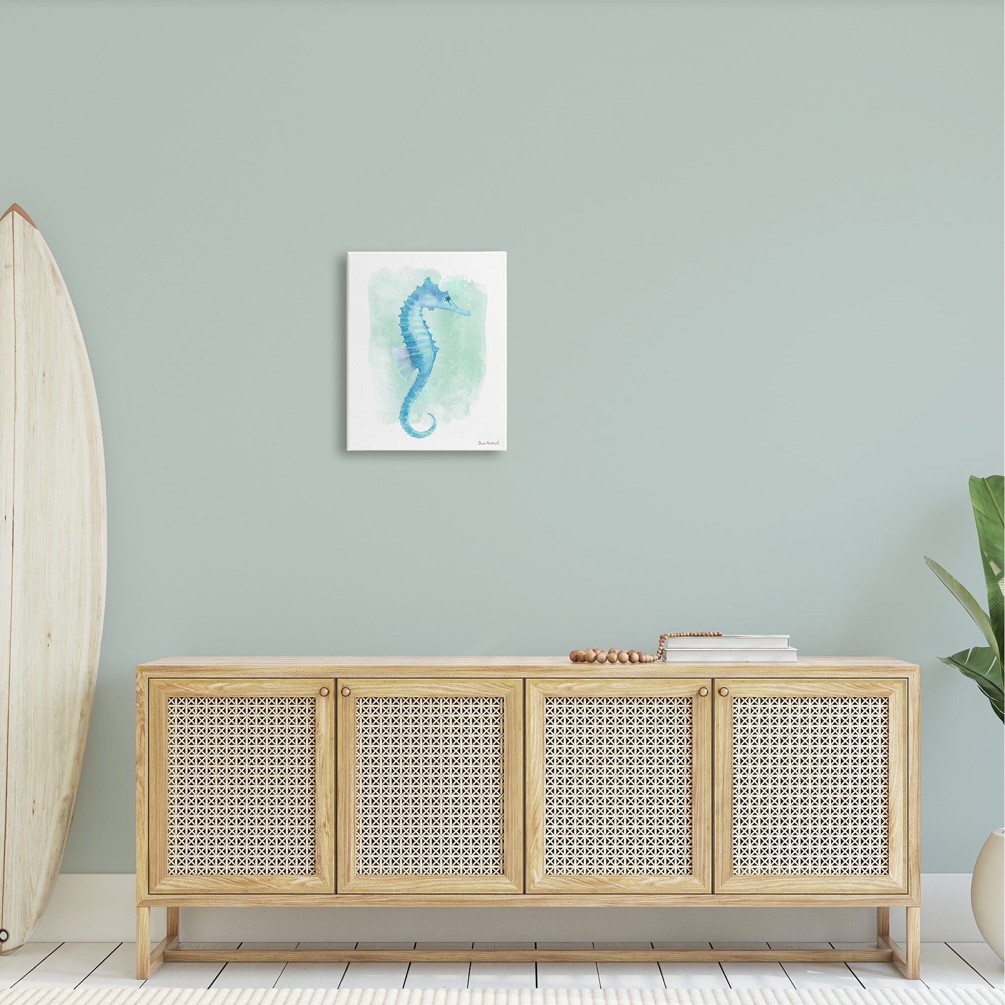 Stupell Industries Blue Seahorse Aquatic Life Subtle Ocean Painting Painting Gallery Wrapped Canvas Print Wall Art, Design by Diane Neukirch