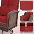 thumbnail image 5 of LOGYAT Outdoor Swivel Wicker Pulley Patio Chair with Washable Cushions, Two Chairs and a Tempered Glass Top Table, Ideal for Porches, Balconies, Decks, Brown Rattan， Red Cushion, 5 of 8