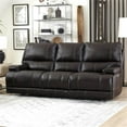 thumbnail image 2 of Pemberly Row Coffee Brown Leather Power Reclining Cordless Sofa, 2 of 7