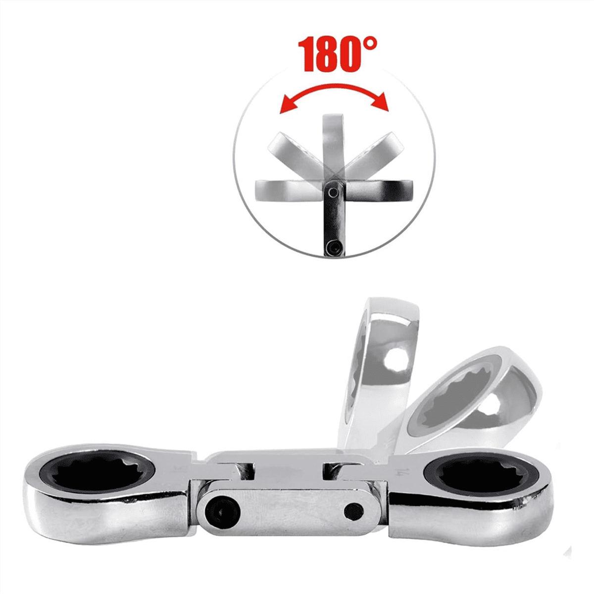 5-Piece Stubby Flex- Ratcheting Wrench Set Metric Combination