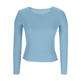 thumbnail image 4 of Ribbed Crew Neck Long Sleeve Tops for Women Slim Fit Undershirts Knit Basic Casual Stretch Tees Shirts, 4 of 6