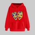 thumbnail image 2 of VBTAPA Mardi Gras Hoodies for Women Carnival Mask Graphic Print Hooded Sweatshirt Drawstring Pullover Hoodie with Kangaroo Pocket Today Red M, 2 of 6