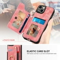 thumbnail image 5 of SaniMore for iPhone 12 Wallet Case, [RFID Blocking] Elastic Card Slot Vehicle Magnetic PU Leather Ring Holder & Lanyard Stand Money Pocket Protective Cover for iPhone 12, Pink, 5 of 12